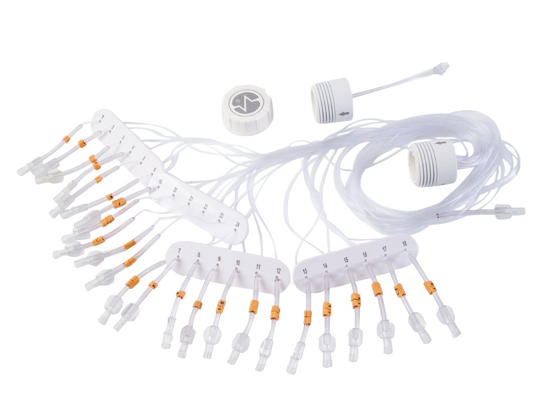 Conector Único Conect Fácil. Disponível para aparelhos e sondas de 8, 24 e 36 canais.